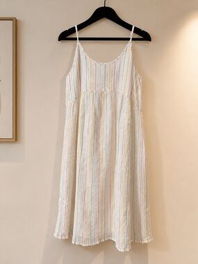 Lou & Grey Cream Striped Spaghetti‑Strap Sundress